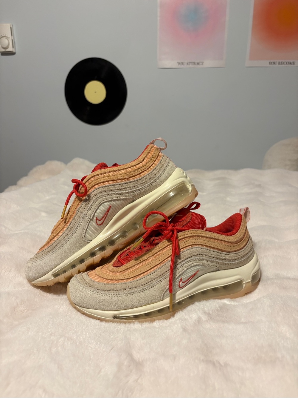 Nike Air Max 97 Sneakers in Beige, Coral & Peach